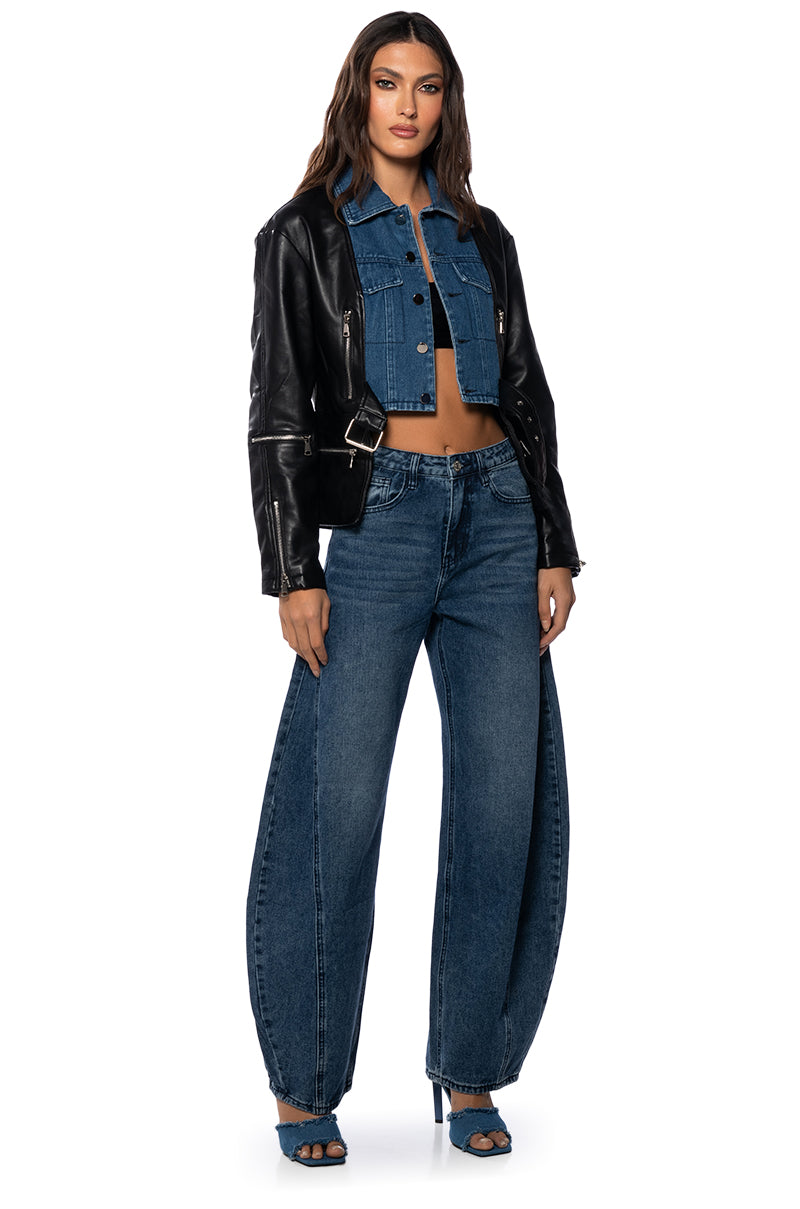 BEST OF BOTH WORLDS DENIM MOTO JACKET