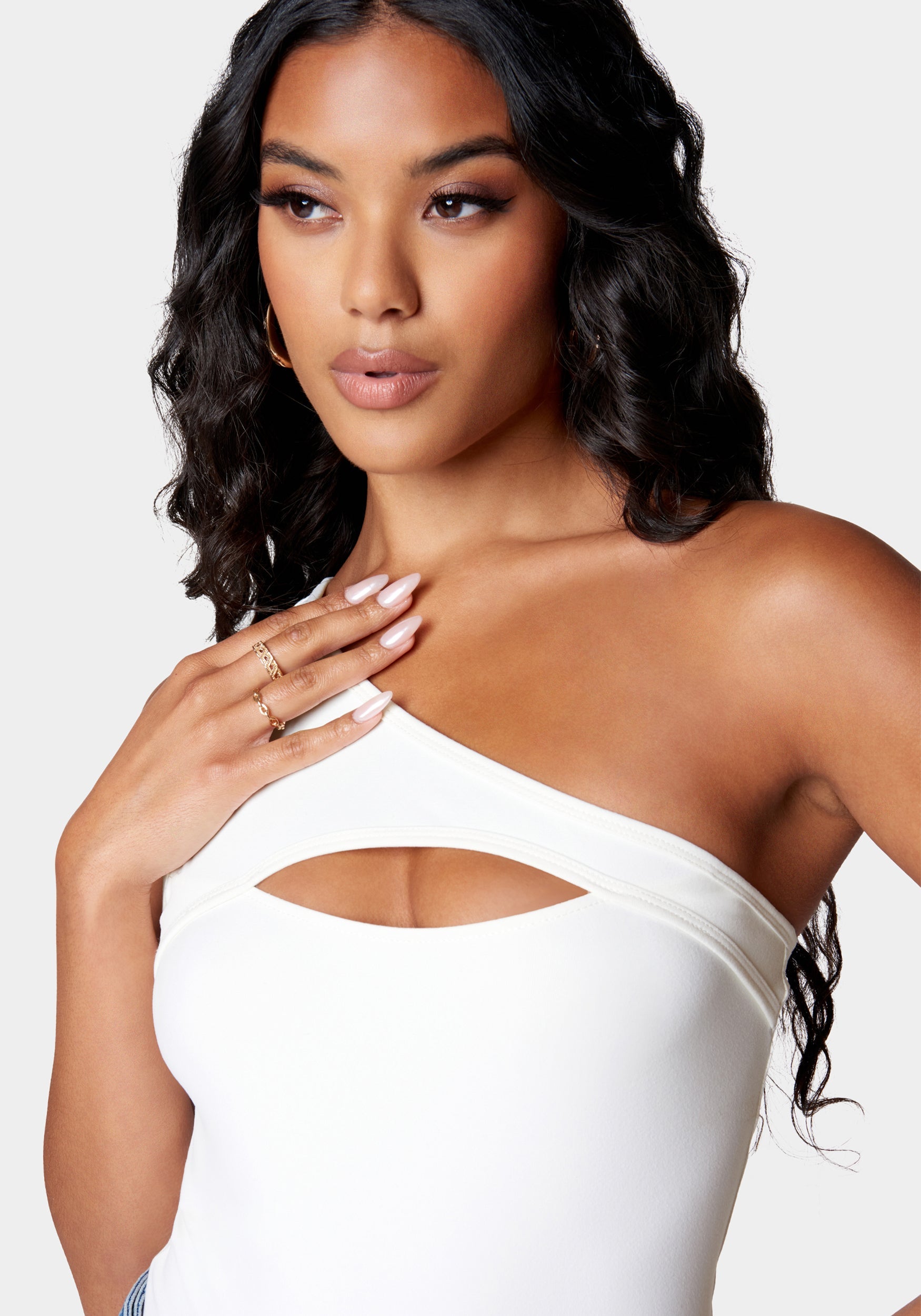 Cutout Asymmetric One Shoulder Bodysuit