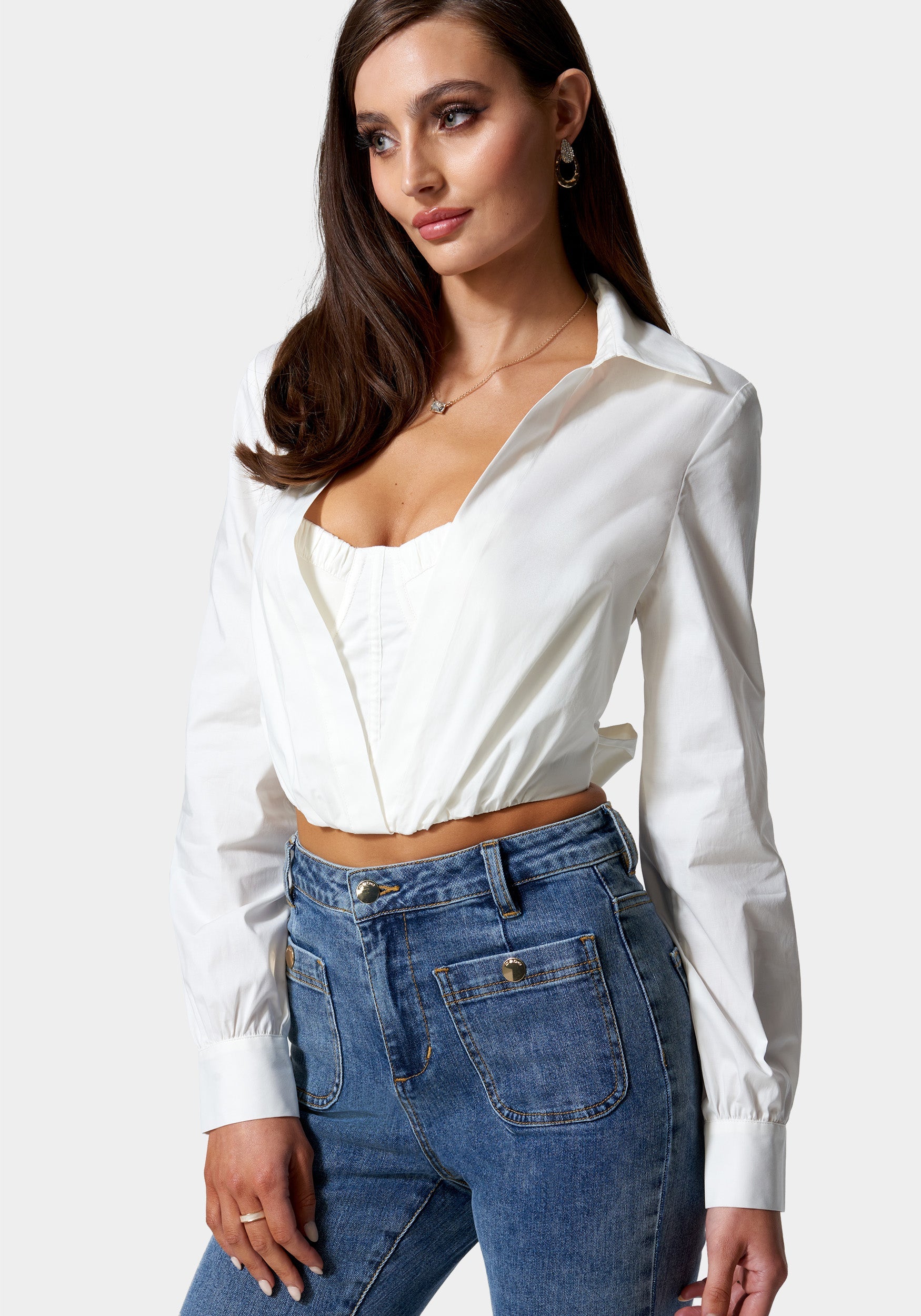 Poplin Fooler Bustier Tie Back Top