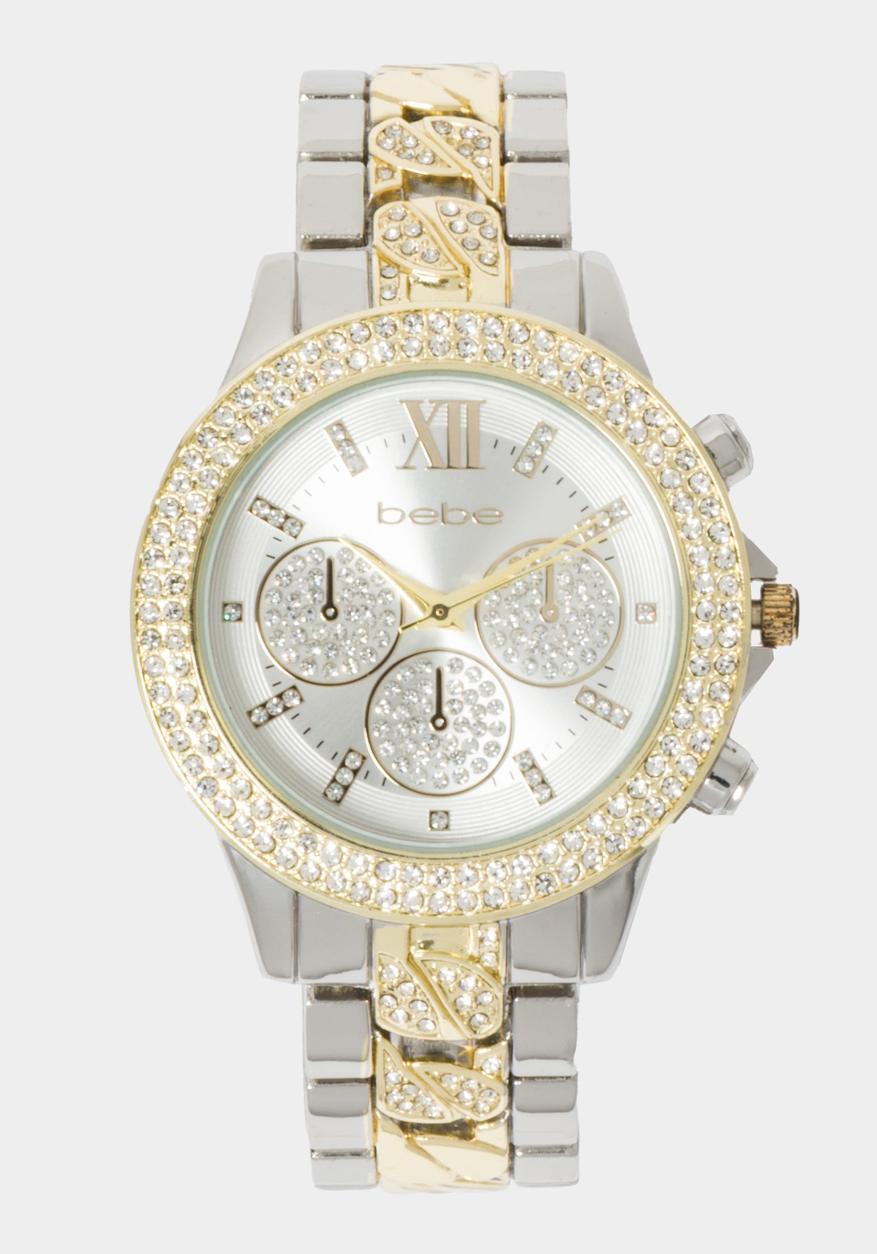 Silver Dial Crystal Bezel Watch