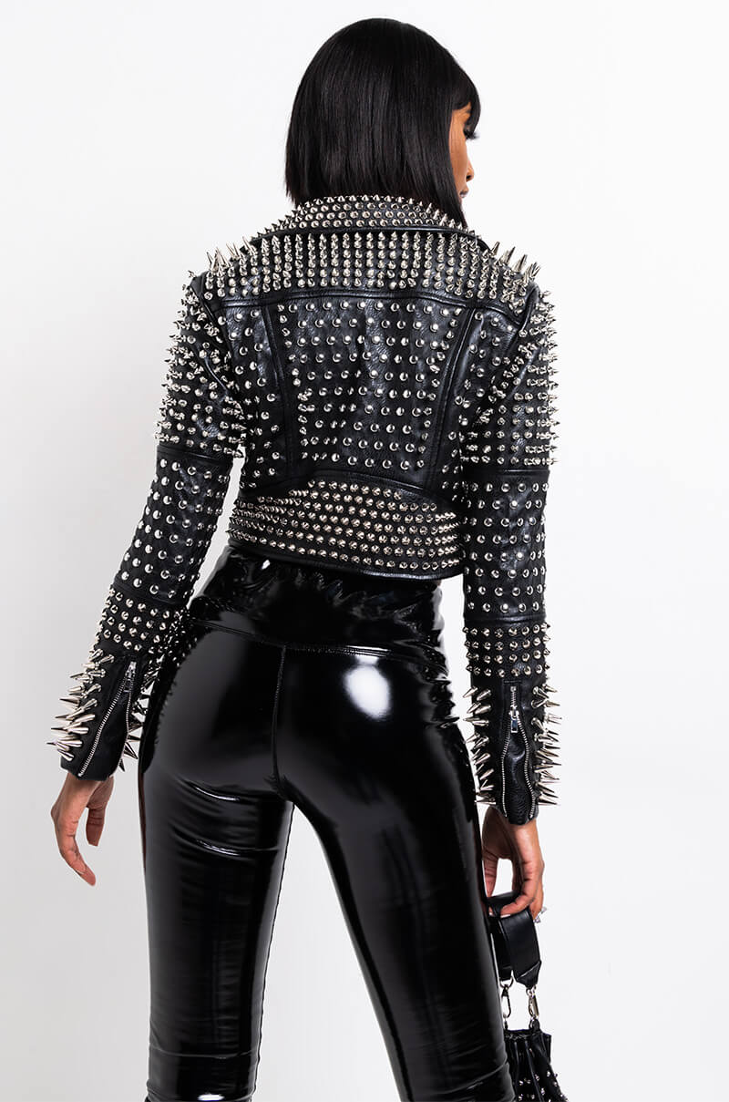 AZALEA WANG ALL OUT LUCIFER STUD MOTO JACKET