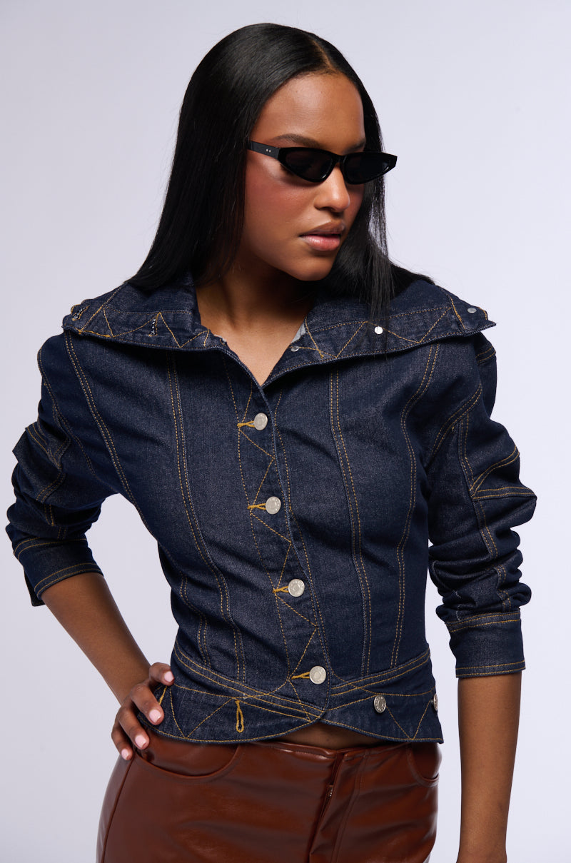 RAW DENIM COLLARED JACKET