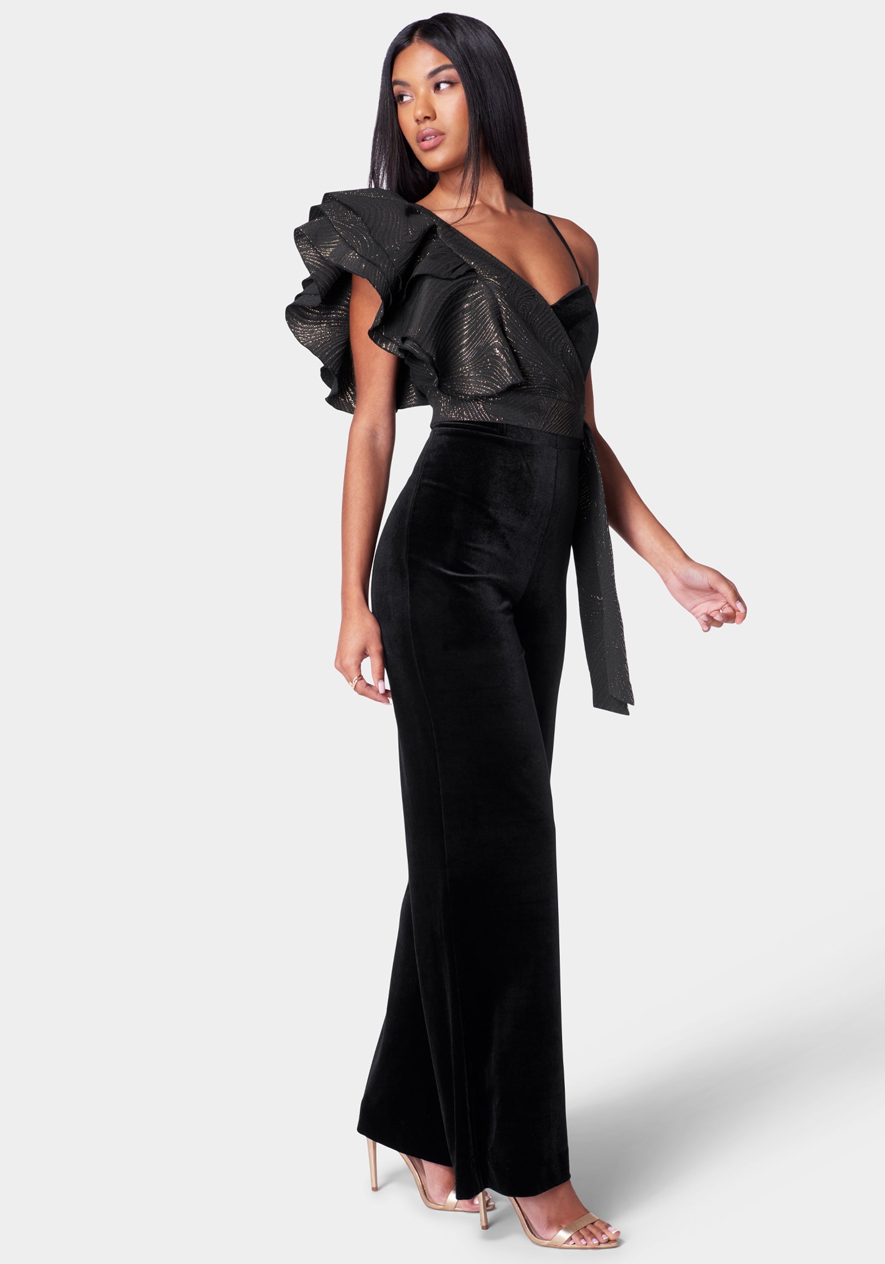 Removable Ruffle Top Wide Leg Jumpsuit