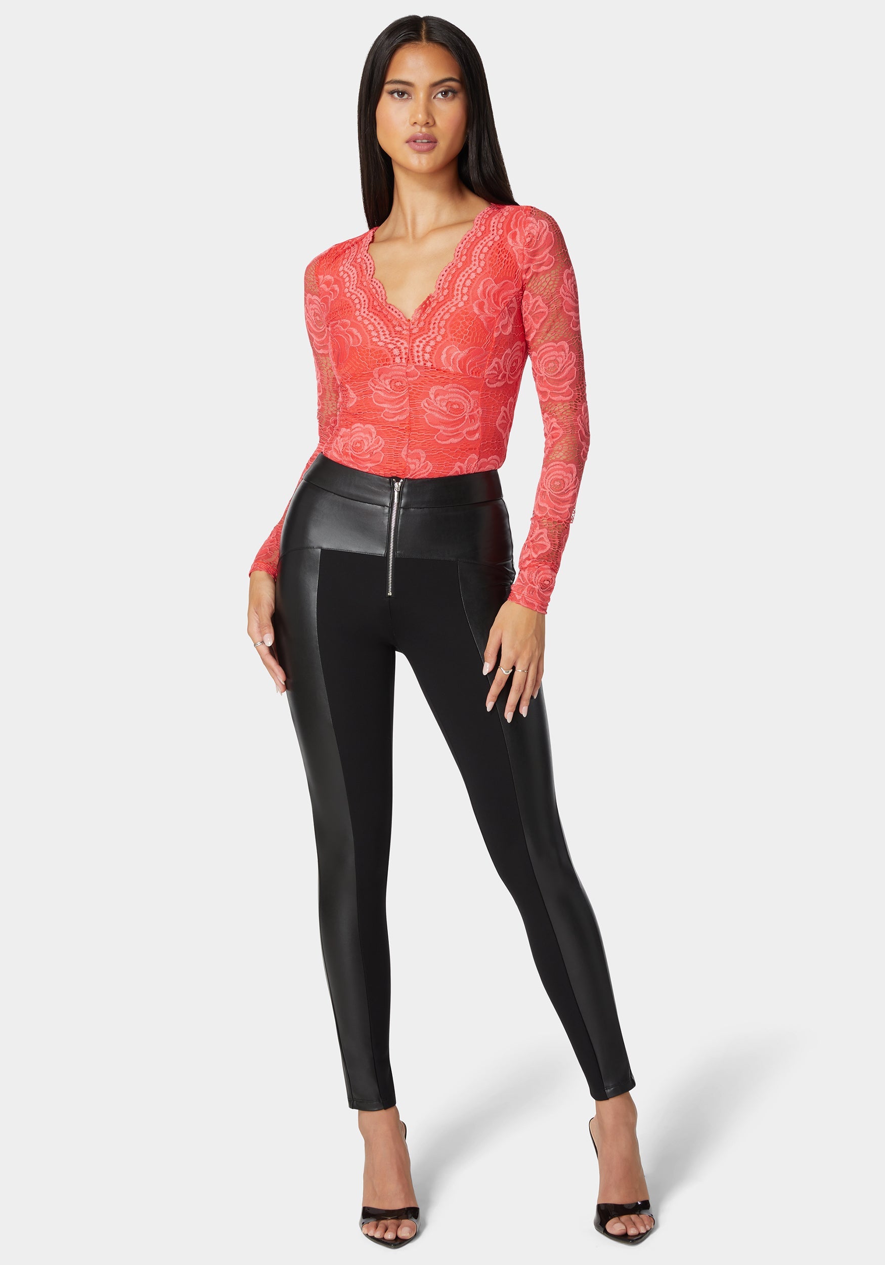 High Waist Vegan Leather Combo Pdr Legging