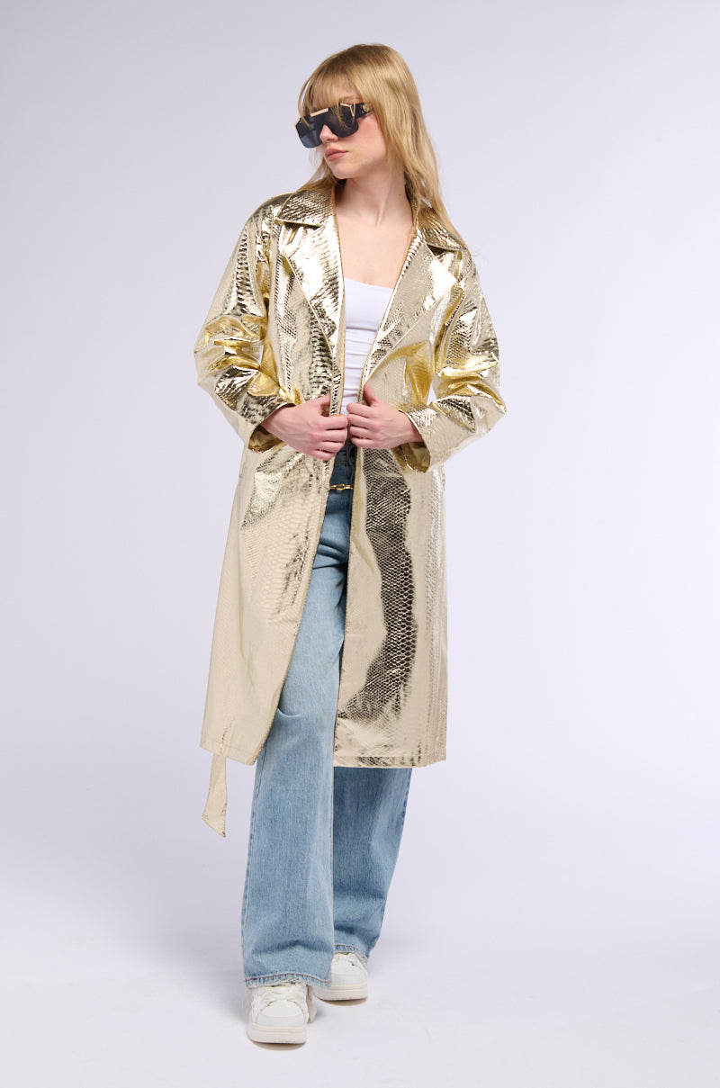 GOLD MEMBER LIGHTWEIGHT METALLIC CROC TRENCH