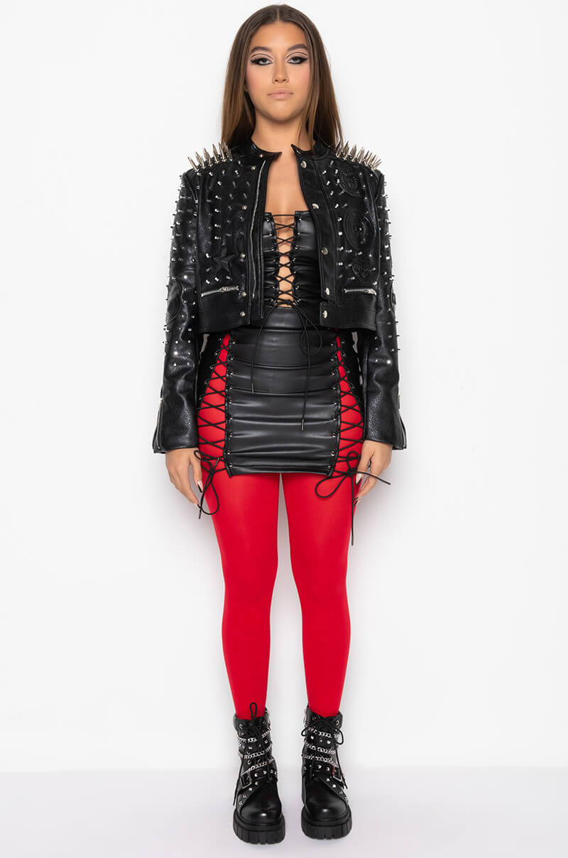 AZALEA WANG BREAK YOUR HEART RUN IT STUD MOTO JACKET