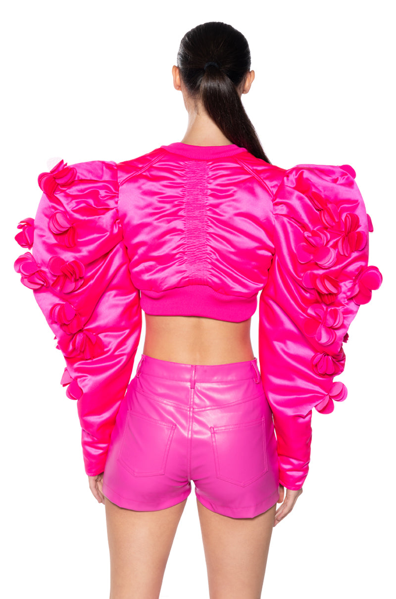 BIRTHDAY HUNNY PUFF SHOULDER BOMBER JACKET