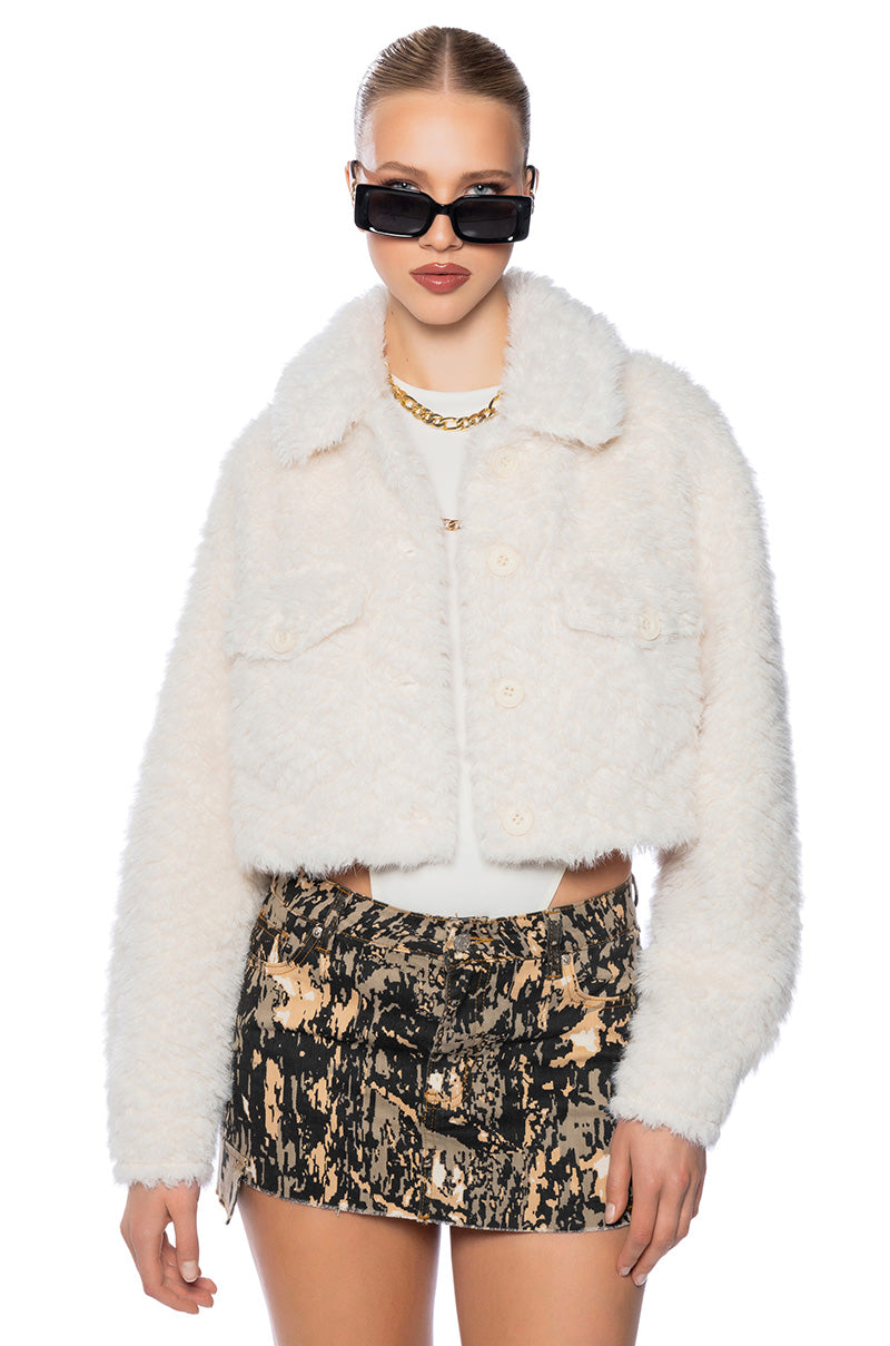 NO NONSENSE CROPPED FUR SHACKET