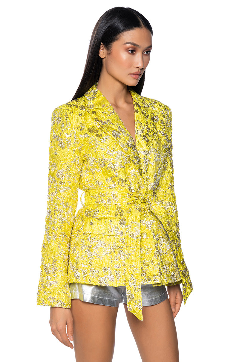 HOLIDAY BROCADE QUILTED LINED BLAZER