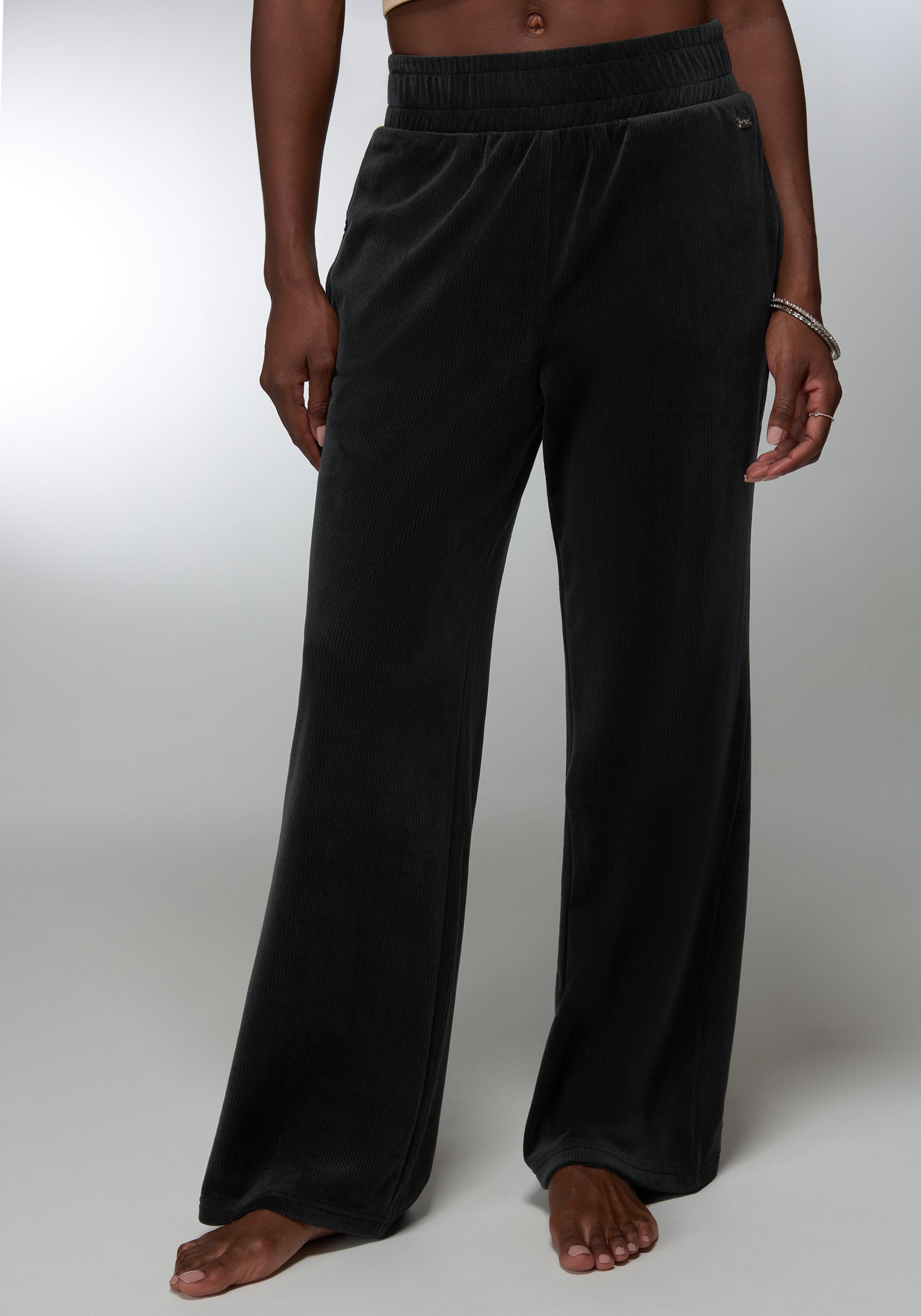 Velour Corded Wide Leg Pant