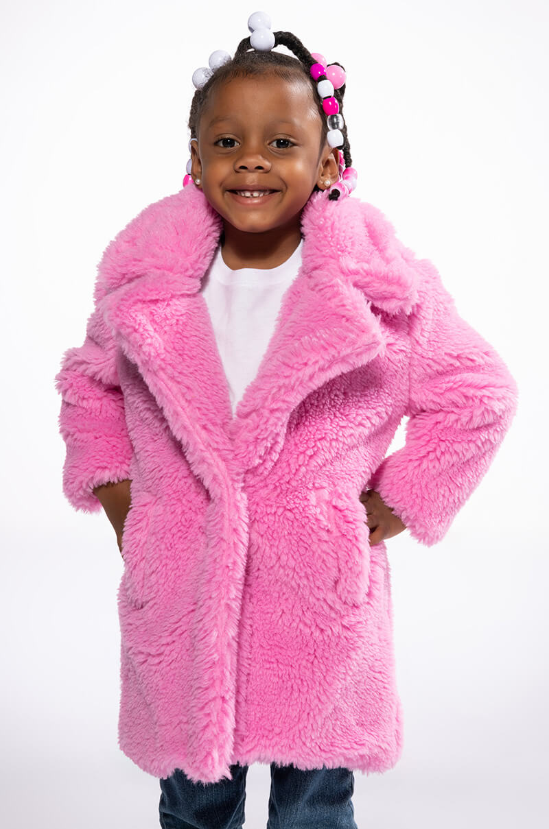 MAX LUXE PINK TEDDY KIDS COAT