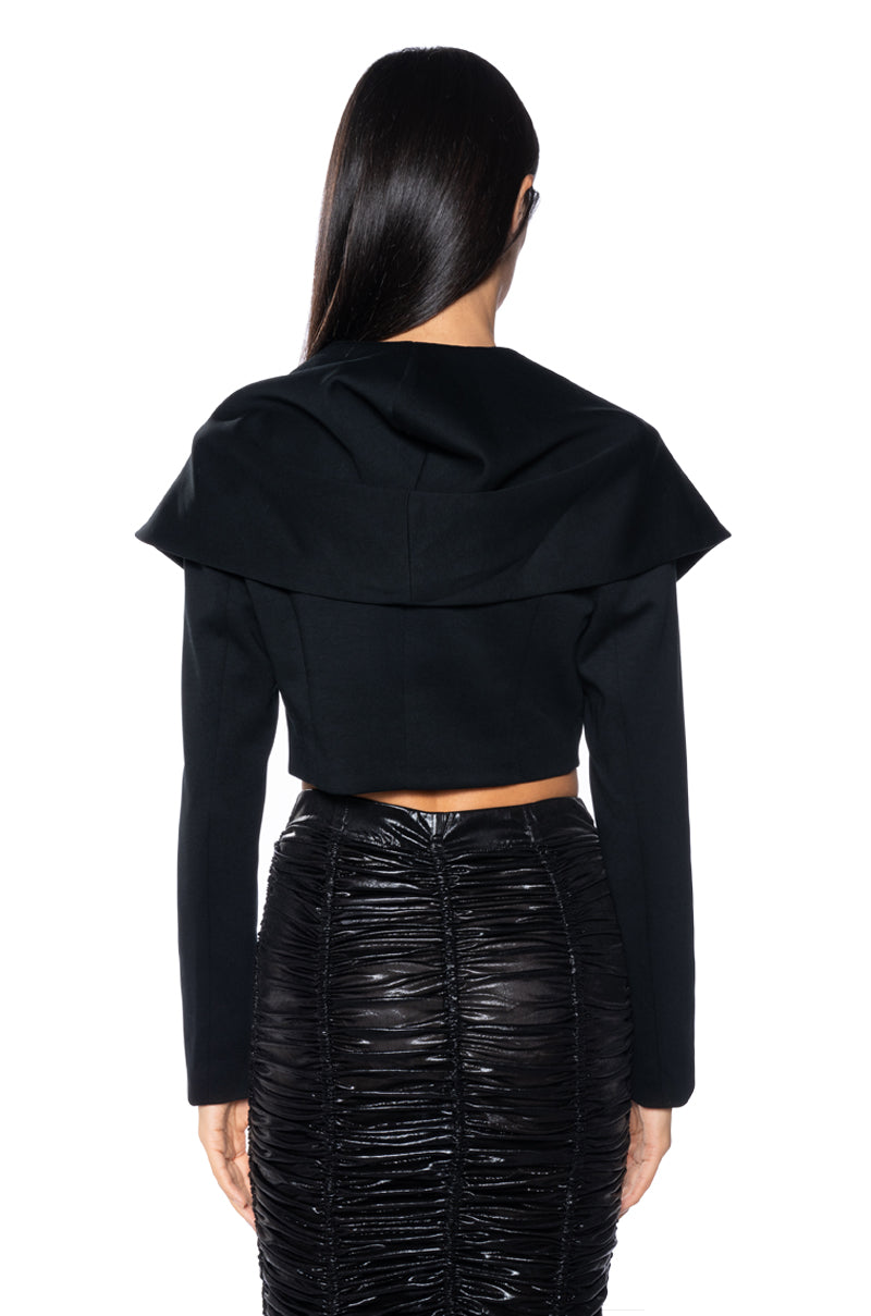 HOODED CROP BLAZER