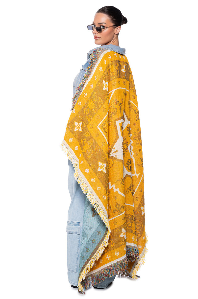 VIRGINIA BEACH TAPESTRY DENIM PONCHO