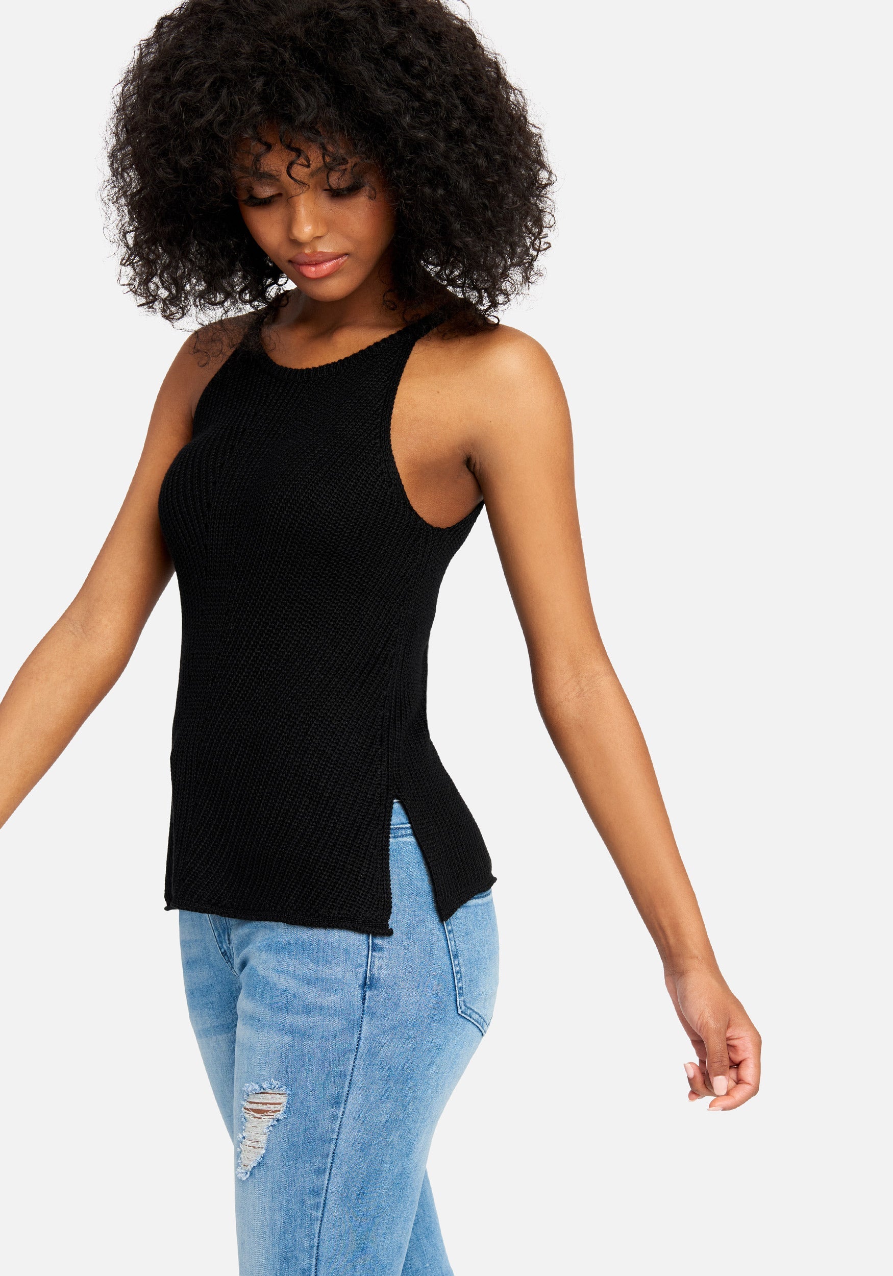 Pointelle Halter Sweater Top