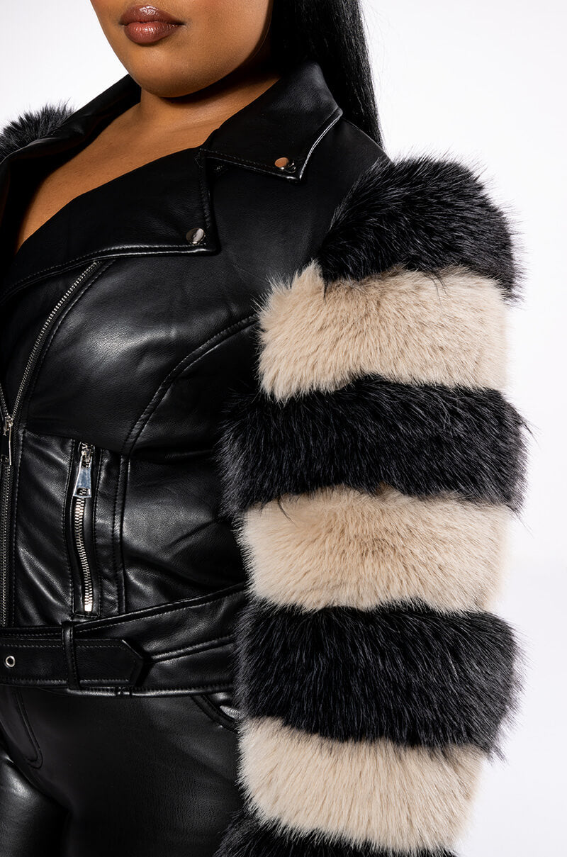 PLUS VENETA MOTO WITH FAUX FUR ARMS