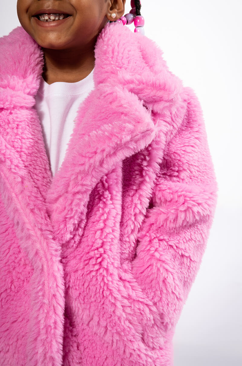 MAX LUXE PINK TEDDY KIDS COAT