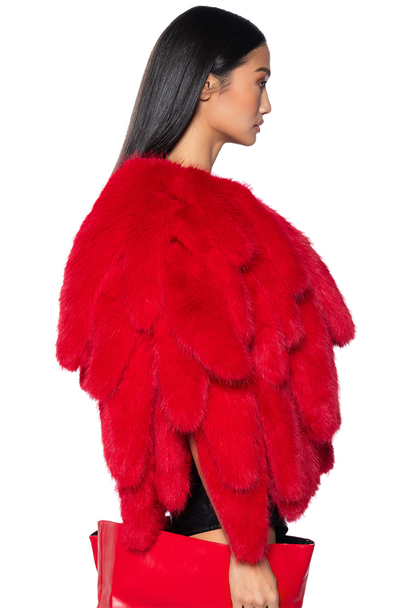 RUN THIS TOWN FAUX FUR FOX TAIL CAPE