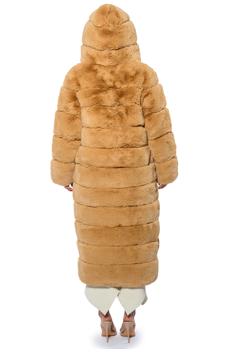 AZALEA WANG FAUX FUR PANEL HOODED TRENCH