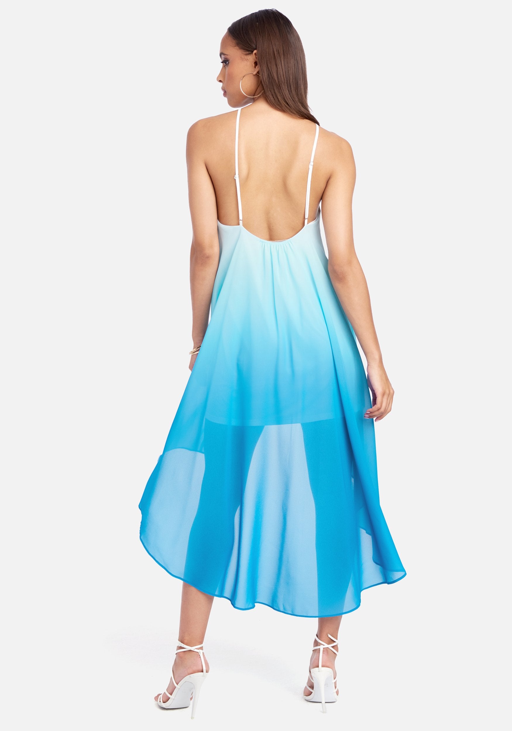 Ombre High Low Halter Dress