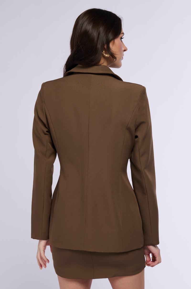 MOCHA LUV TIE FRONT BLAZER