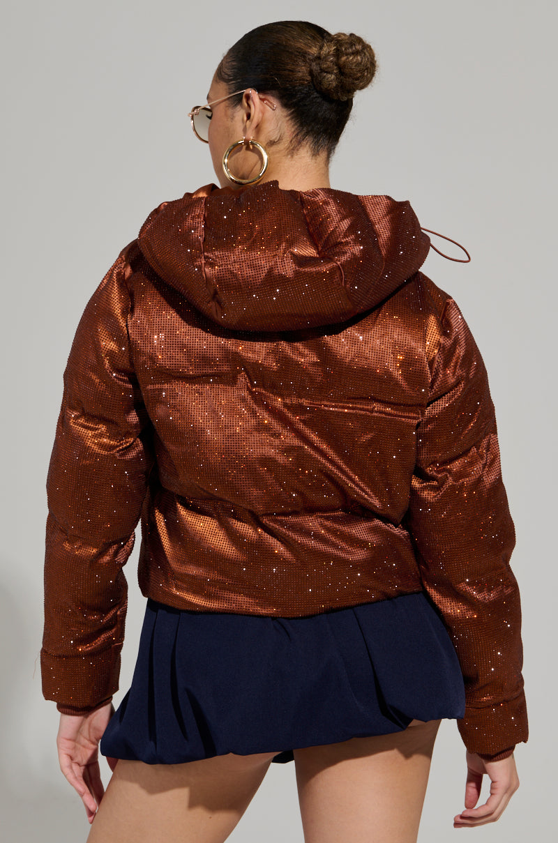 FAYE RHINESTONE PUFFER IN COPPER