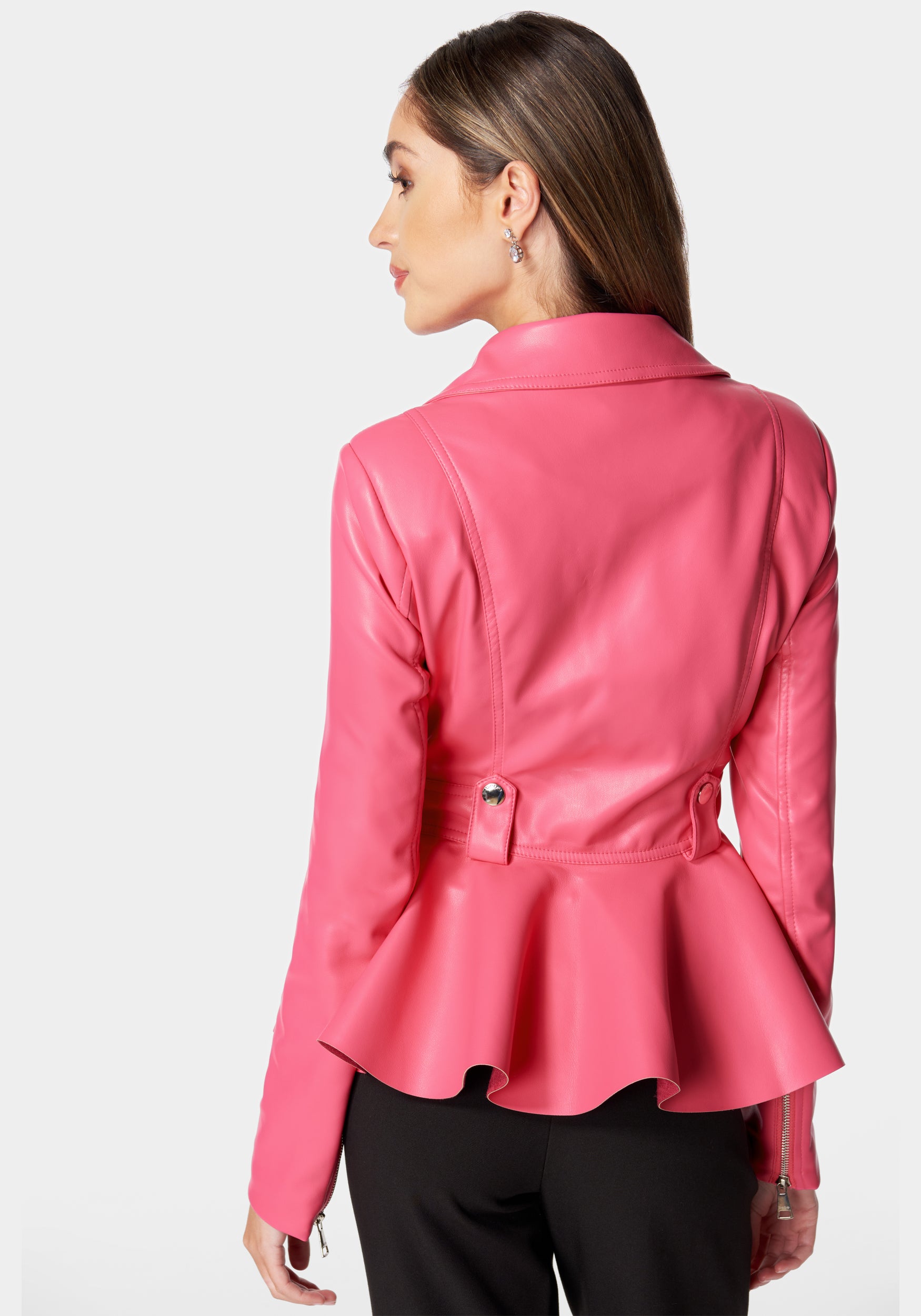 Vegan Leather Moto Peplum Jacket