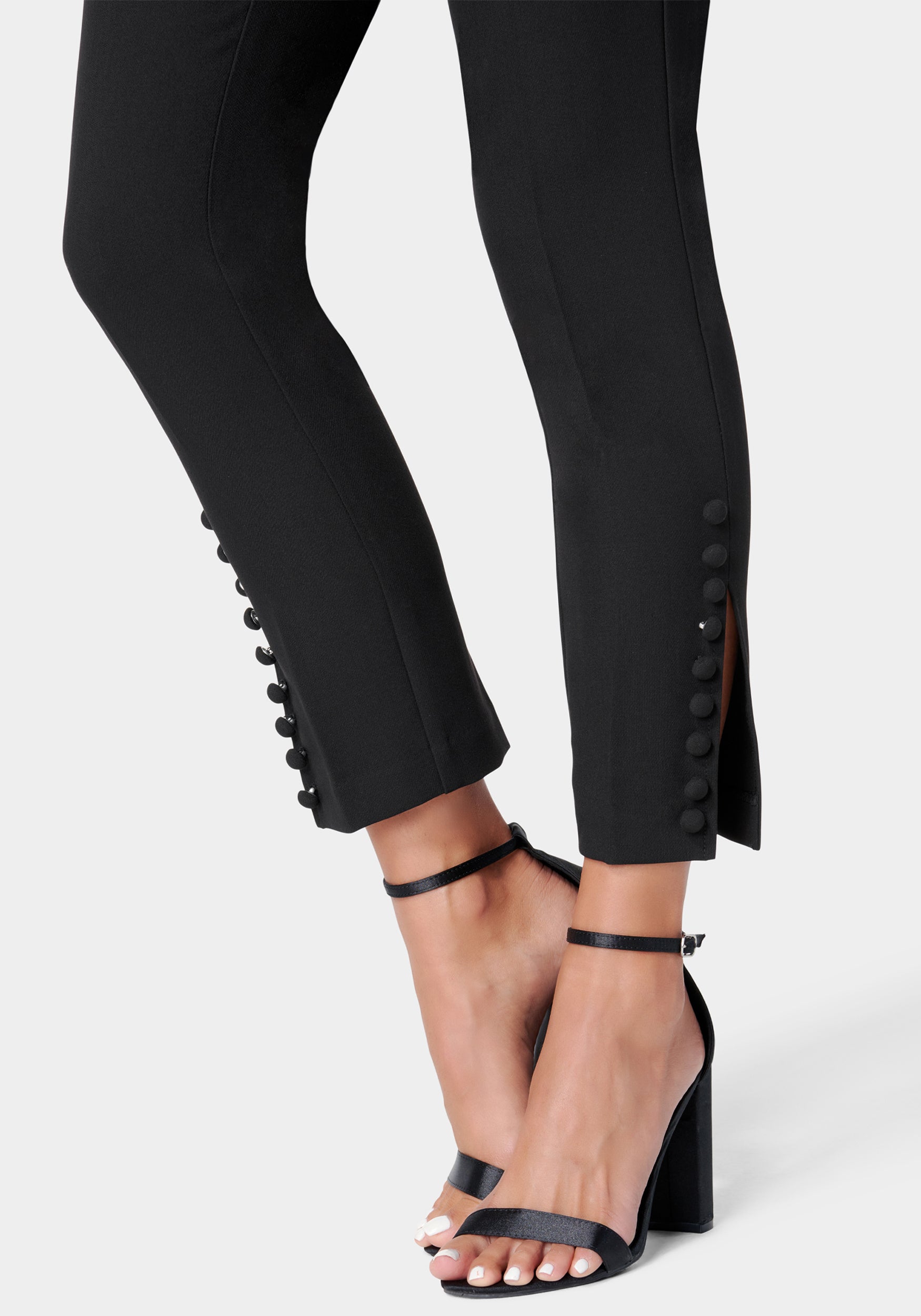 High Waist Tailored Button Detail Slim Pant