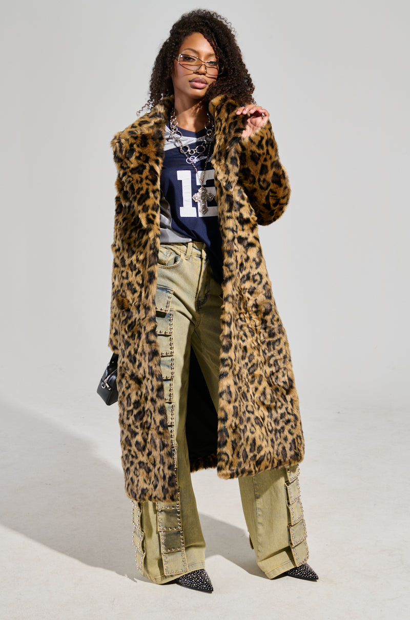 CATTY FAUX FUR LEOPARD COAT