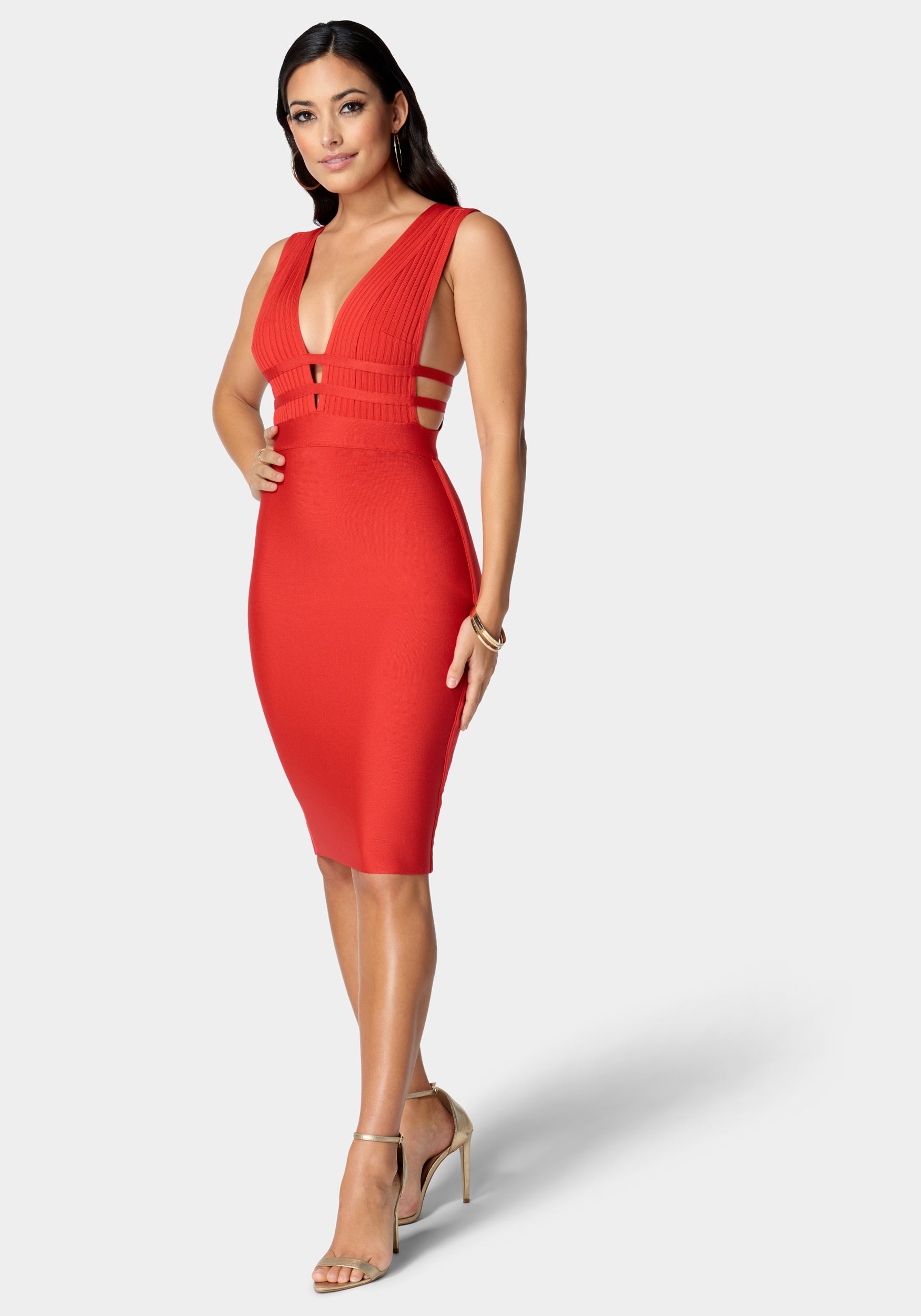 Plunge Neck Bandage Dress