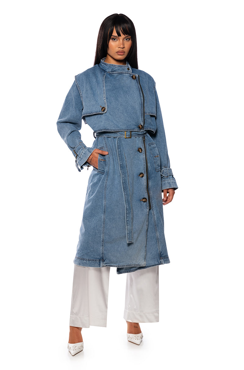 TOOK A WALK ON BLOOME DENIM TRENCH