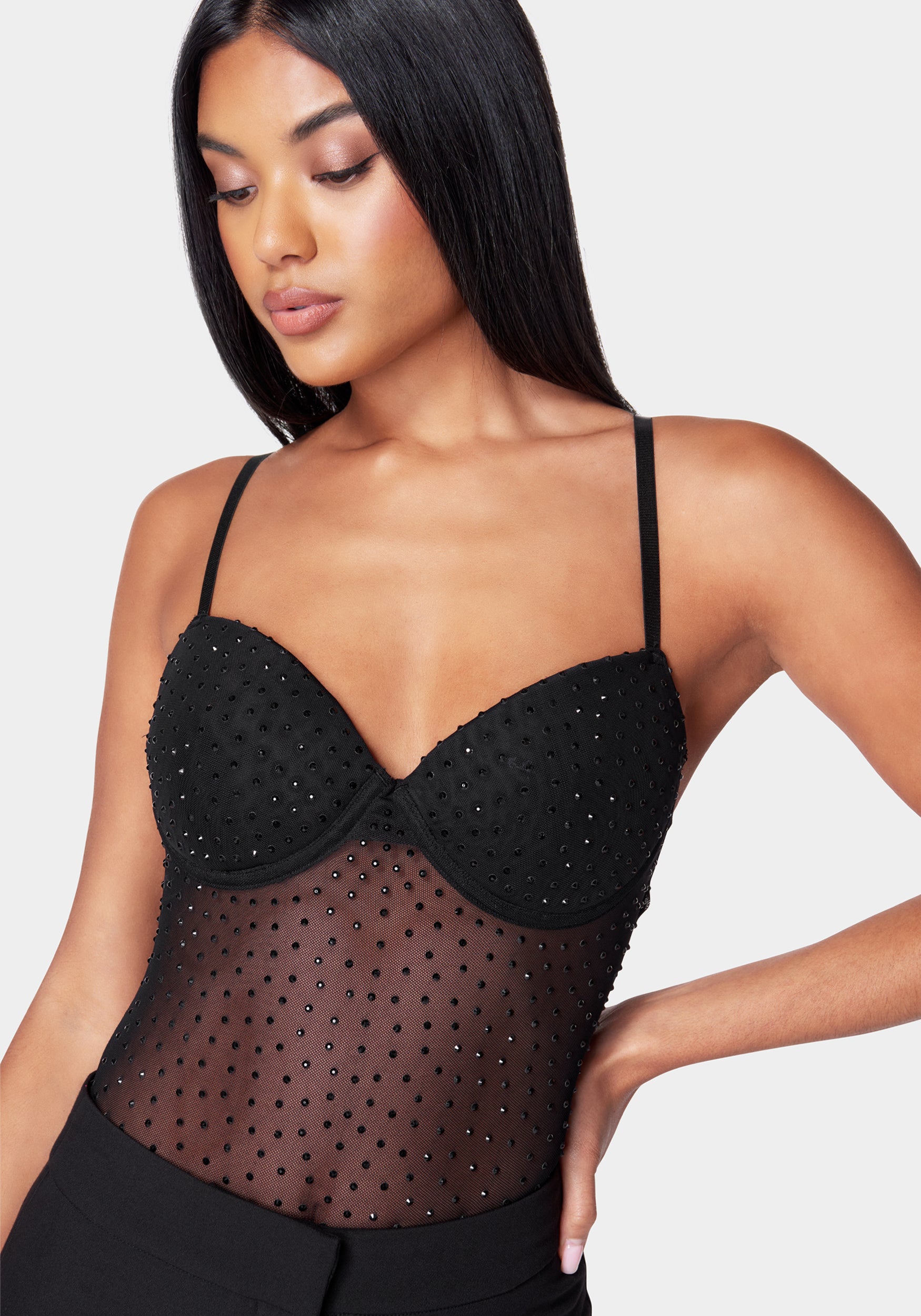 Rhinestone Mesh Bodysuit