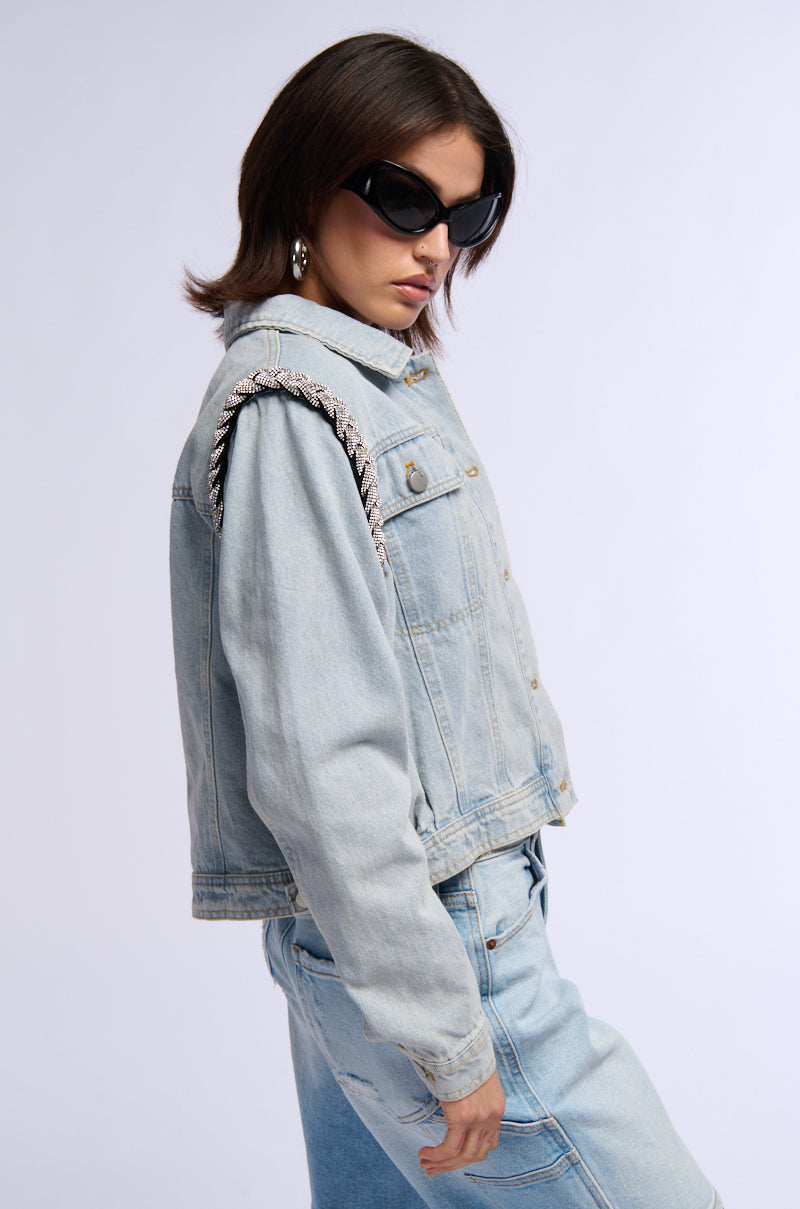 DIAMOND ROPE LIGHT WASH DENIM JACKET