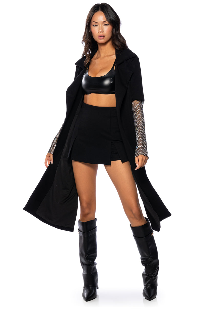 RHINESTONE MESH SLEEVE DUSTER