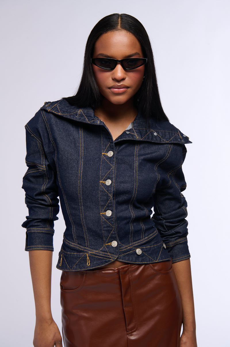 RAW DENIM COLLARED JACKET