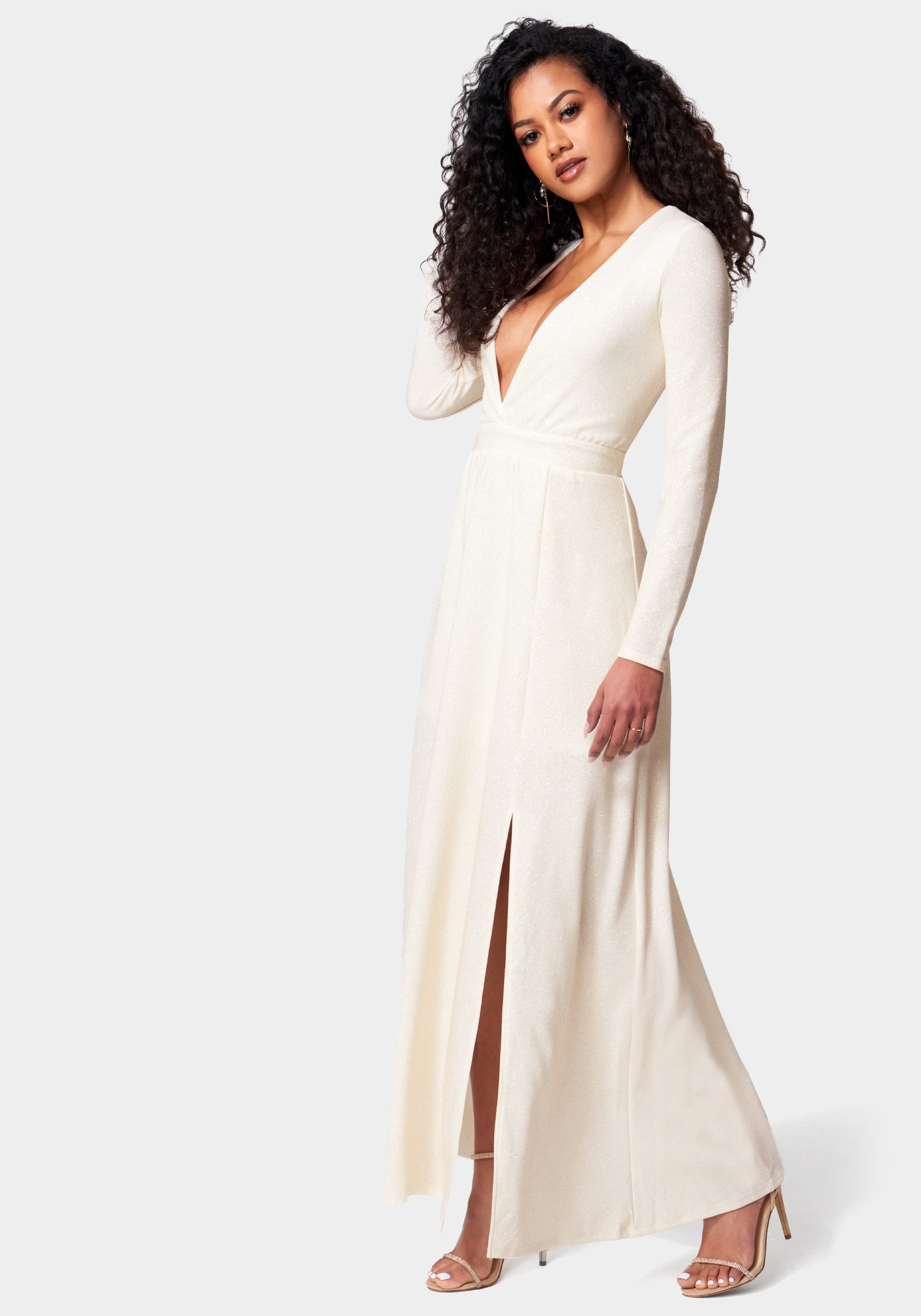 Lurex Deep V Maxi Dress