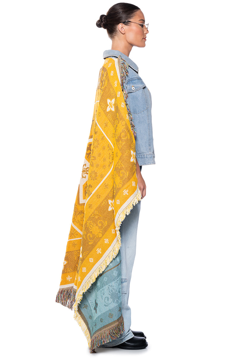 VIRGINIA BEACH TAPESTRY DENIM PONCHO