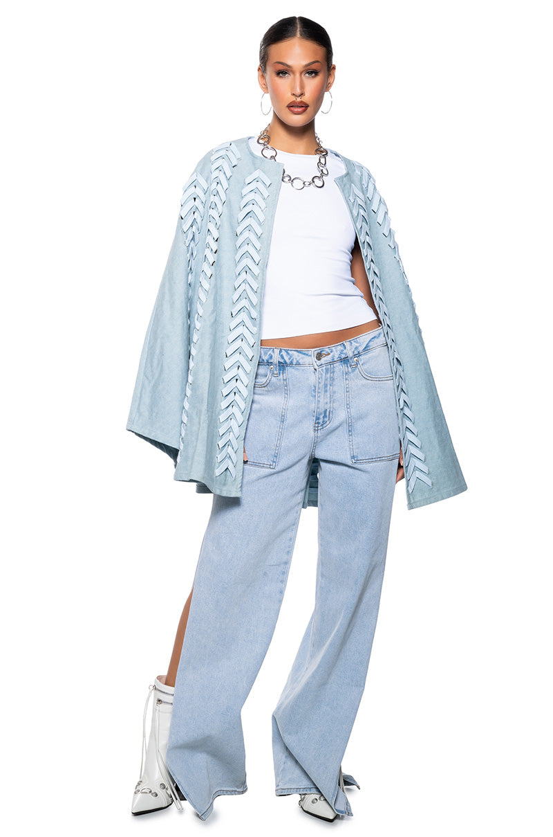 PHANTOMGRAM DENIM PONCHO WITH LACES