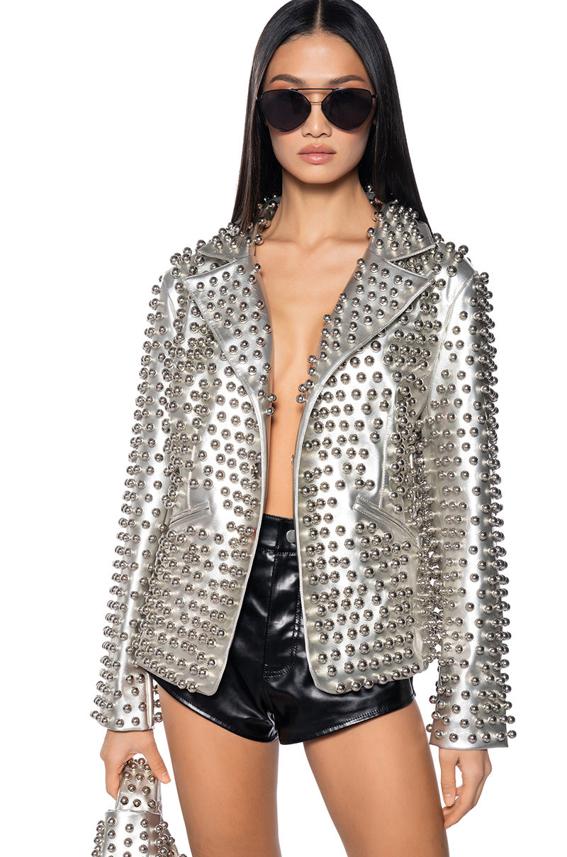 SILVER OMNI STUDDED BLAZER