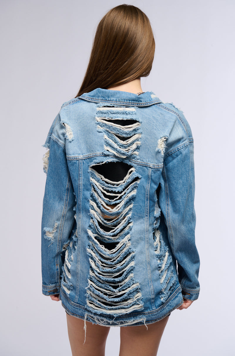 SUNNY DAY DISTRESSED DENIM JACKET