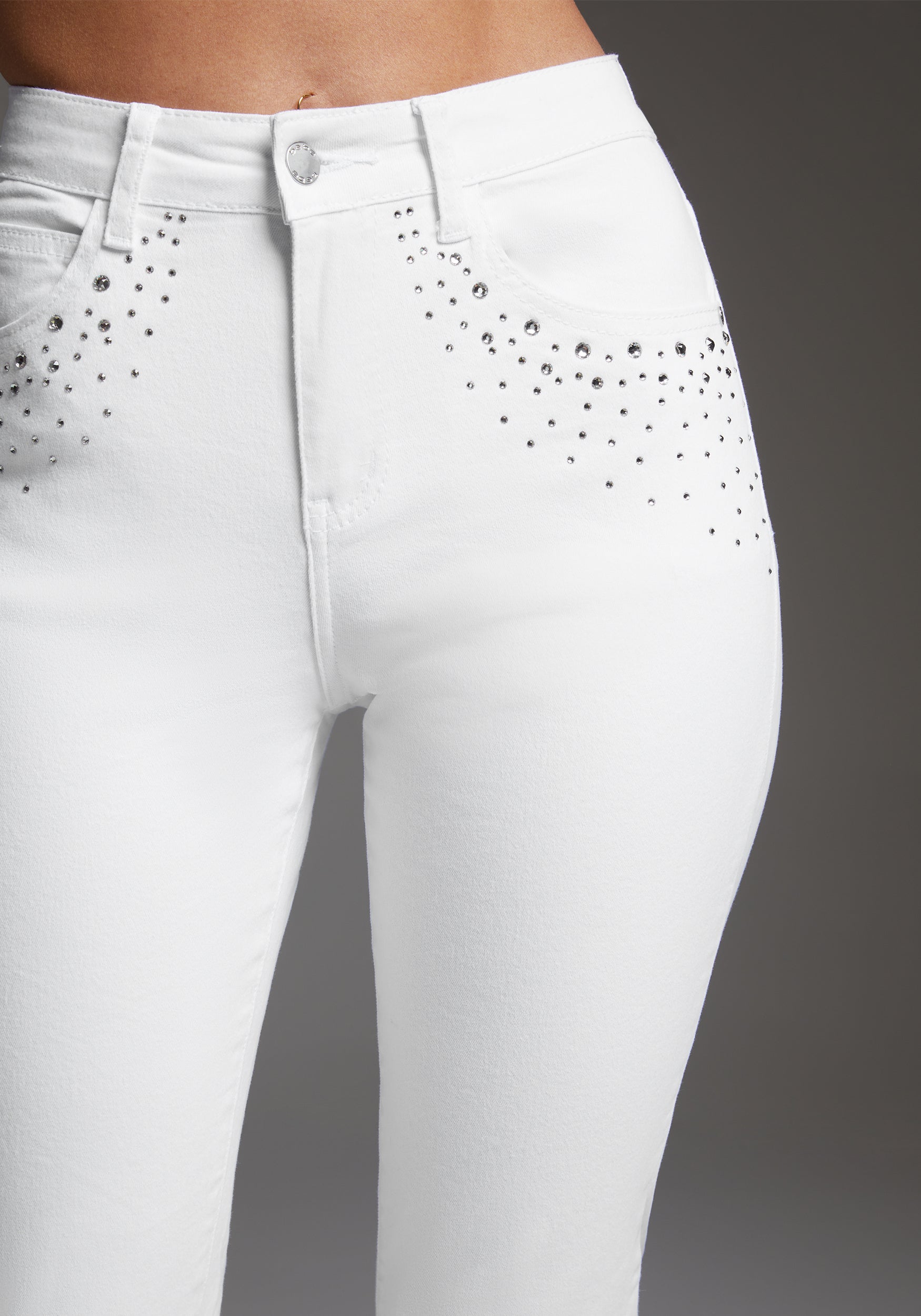 bebe Slim Jean Embellished With Crystals by Swarovski