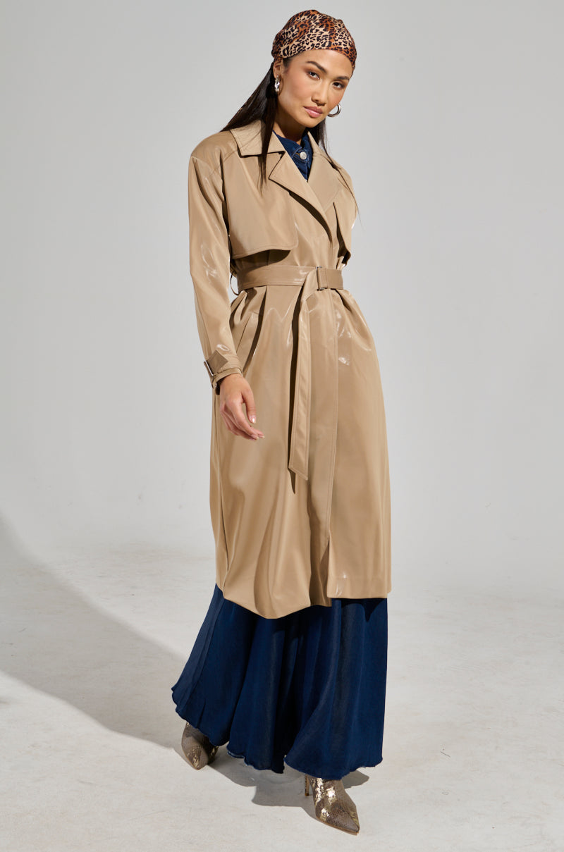 LEAH LO LIQUID VELVET TRENCH