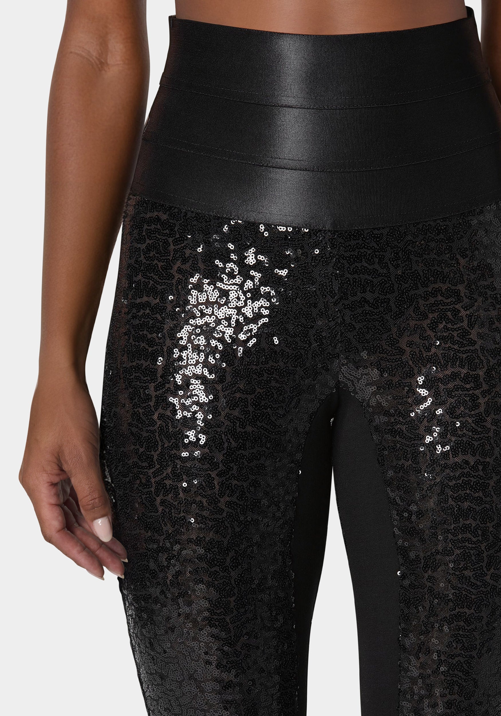 Satin Elastic Waistband Sequin Legging