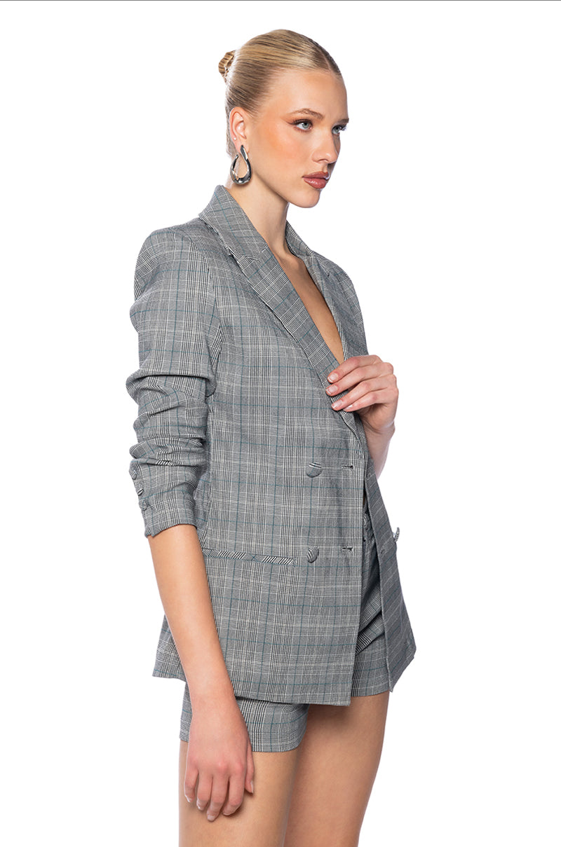 CERISE PLAID BLAZER