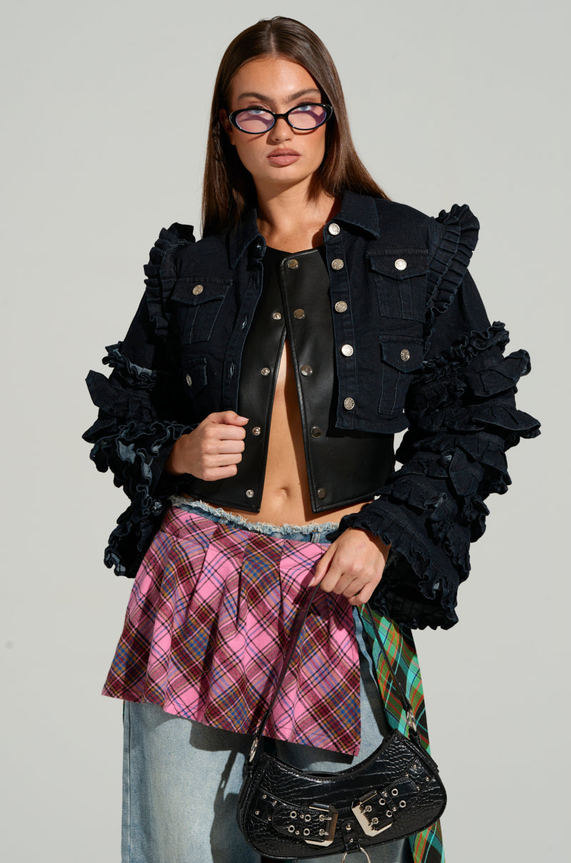 FELICITY STATEMENT SLEEVE DENIM JACKET