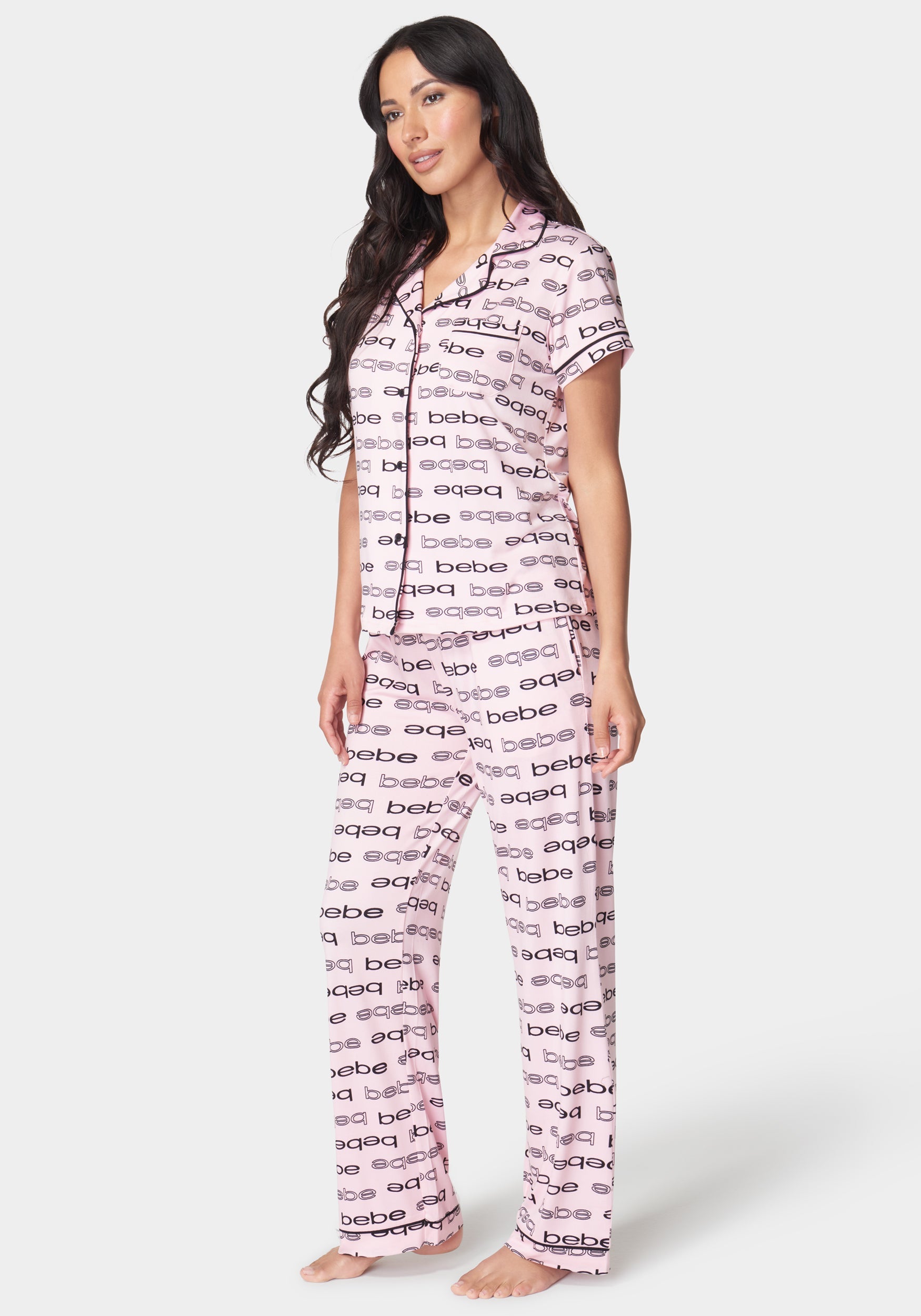 Printed Notch Collar Pant Set