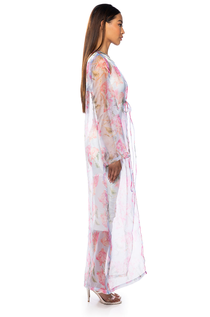 NOW AND FOREVER FLORAL CHIFFON DUSTER