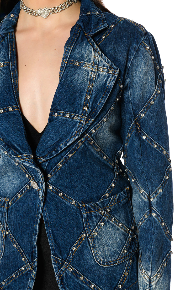 MEENA EMBELLISHED DENIM BLAZER