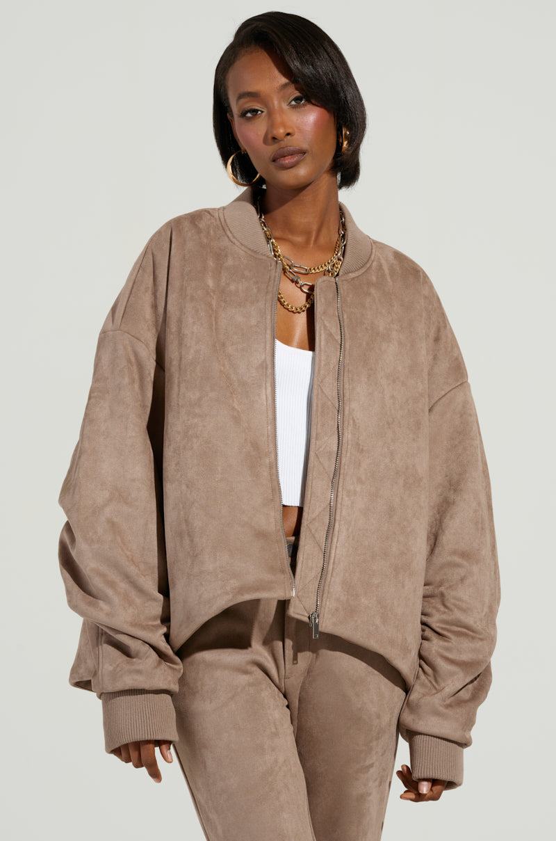 SOFIA FAUX SUEDE BOMBER