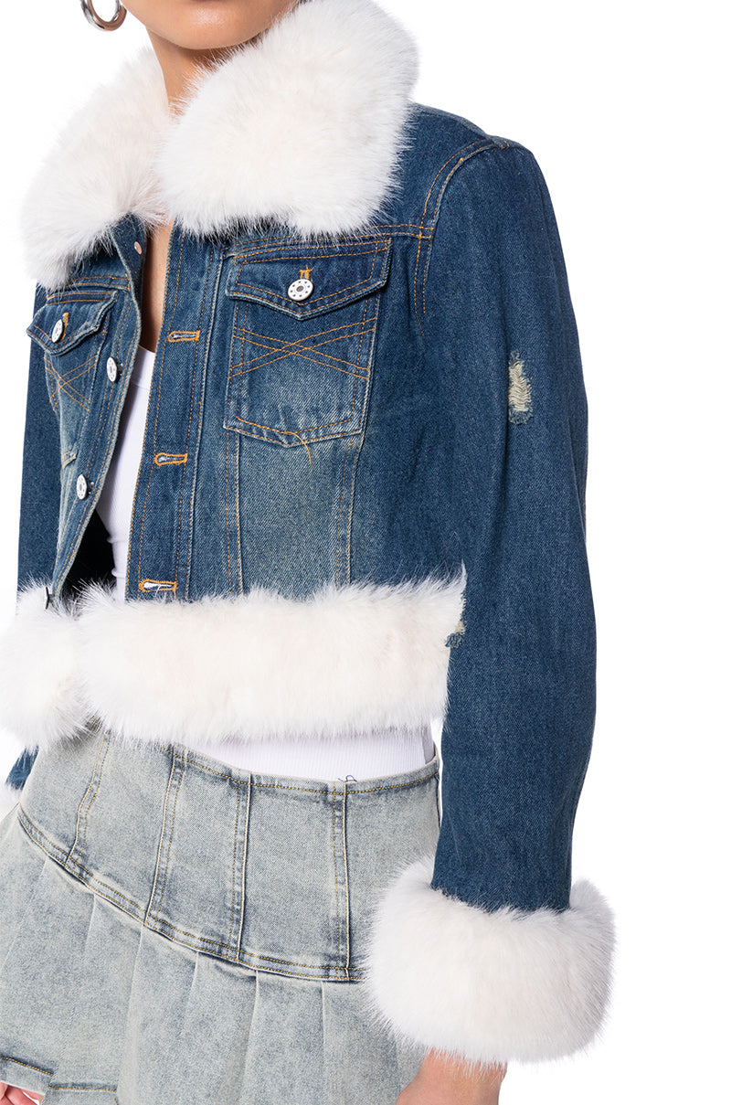 WHEN YOU KNOW YOU KNOW DENIM FUR JACKET