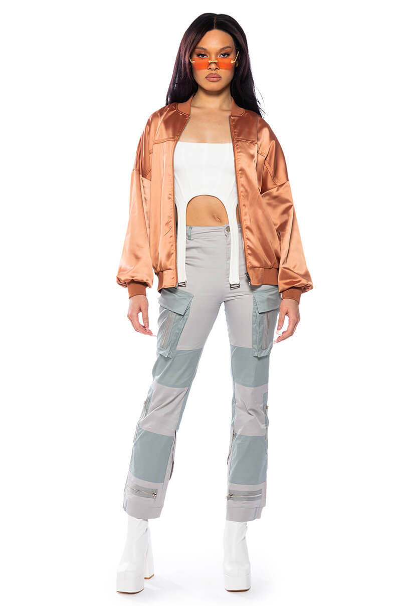 SUNSET DESERT SATIN OVERSIZED BOMBER